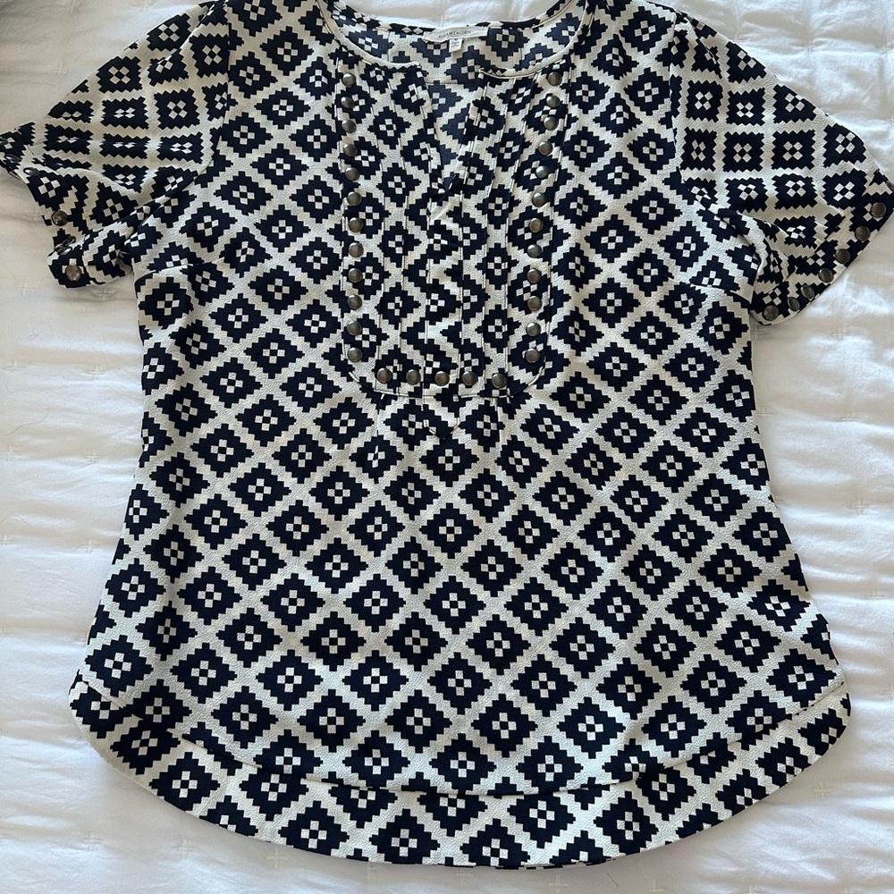 Geometric Black and White Women's Top